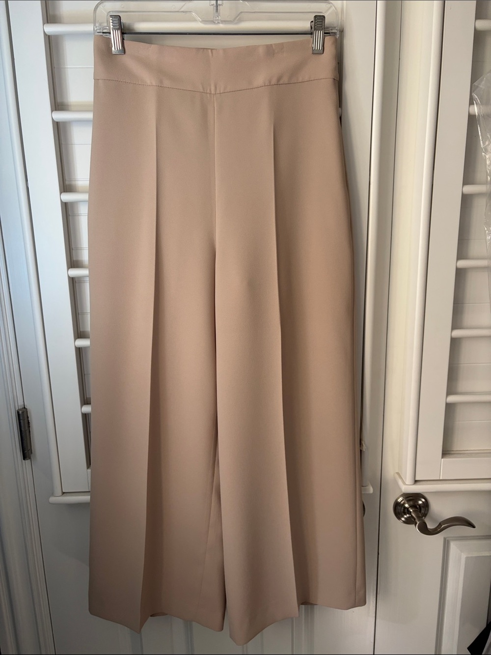 Zara Beige Cropped Wide Leg Ankle Pants